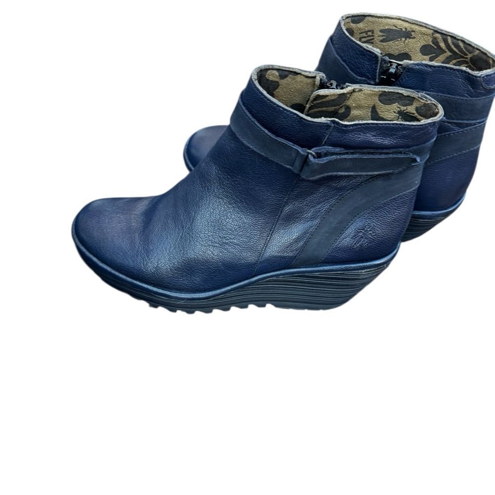 Fly LondonBlue Leather Ankle Boots. Size 10 - Picture 4 of 10